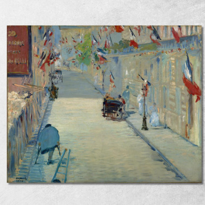 La Rue Mosnier Con Le Bandiere Édouard Manet emt135 quadro stampato su tela
