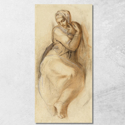 Studio Della Vergine Del Giudizio Universale Nella Cappella Sistina A Roma, Di Michelangelo Léon Bonnat quadro stampato su tela