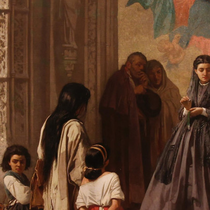 Young Woman Giving Charity At The Entrance To The Chapel Of The San Sebastian Hospital In Cordoba Léon Bonnat canvas print