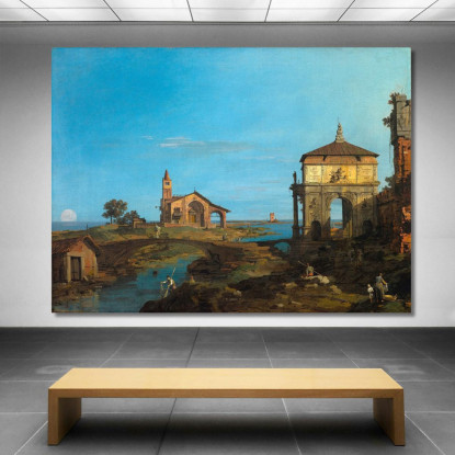 Un'Isola Nella Laguna Con Una Porta E Una Chiesa Canaletto cnl5 quadro stampato su tela