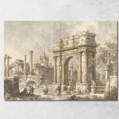 Capriccio Con Arco Trionfale Romano Canaletto cnl22 quadro stampato su tela