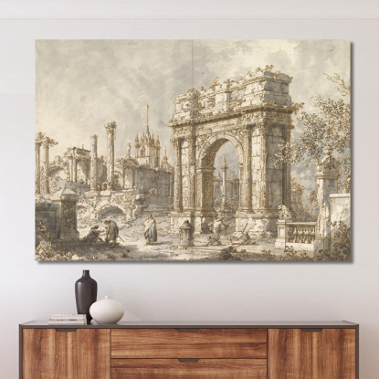 Capriccio Con Arco Trionfale Romano Canaletto cnl22 quadro stampato su tela