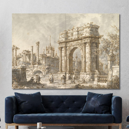 Capriccio Con Arco Trionfale Romano Canaletto cnl22 quadro stampato su tela
