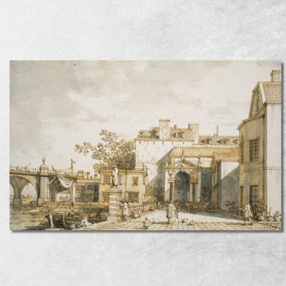 Capriccio Con Reminiscenze Del Ponte Di Westminster E Della Richmond House Canaletto cnl23 quadro stampato su tela