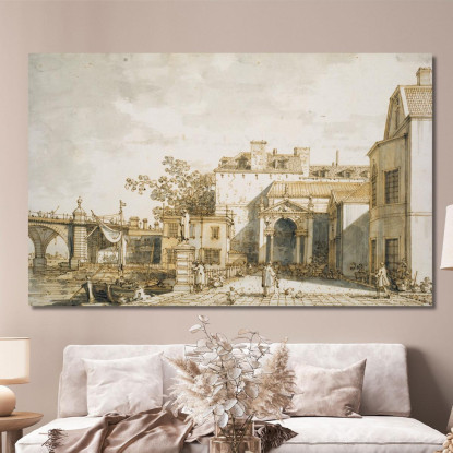 Capriccio Con Reminiscenze Del Ponte Di Westminster E Della Richmond House Canaletto cnl23 quadro stampato su tela