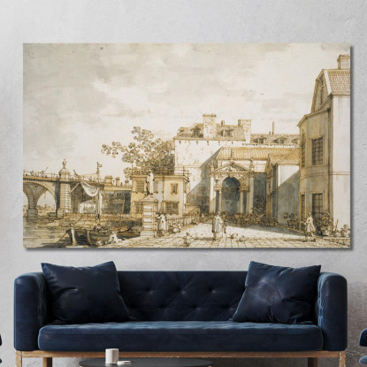 Capriccio Con Reminiscenze Del Ponte Di Westminster E Della Richmond House Canaletto cnl23 quadro stampato su tela