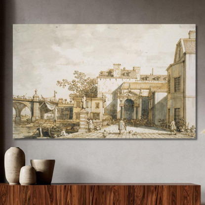 Capriccio Con Reminiscenze Del Ponte Di Westminster E Della Richmond House Canaletto cnl23 quadro stampato su tela