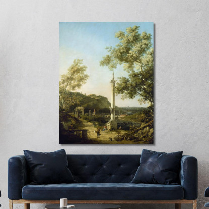Capriccio Di Paesaggio Inglese Con Una Colonna Canaletto cnl24 quadro stampato su tela