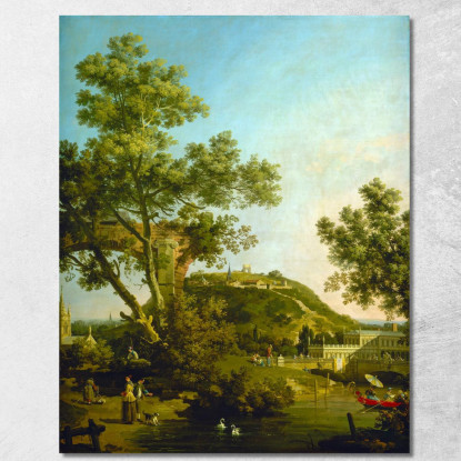 Capriccio Di Paesaggio Inglese Con Palazzo Canaletto cnl25 quadro stampato su tela
