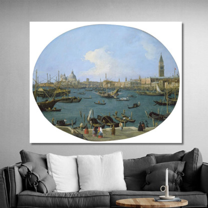 Seen From The Bacino Di San Marco In Venice Canaletto cnl40 quadro stampato su tela