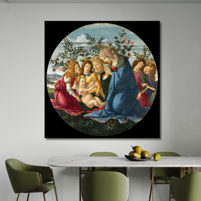 Madonna Adorante Il Bambino Con Cinque Angeli Sandro Botticelli sbt18 quadro stampato su tela