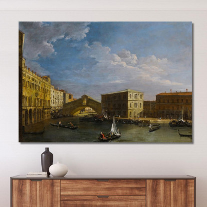 Venezia: Una Veduta Del Canal Grande E Del Ponte Di Rialto Da Nord Canaletto cnl57 quadro stampato su tela