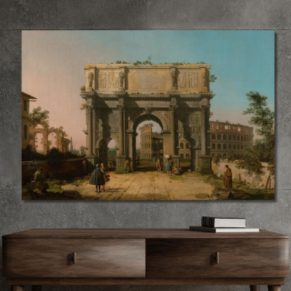 Veduta Dell'Arco Di Costantino Con Il Colosseo Canaletto cnl72 quadro stampato su tela