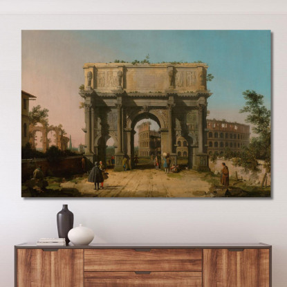 Veduta Dell'Arco Di Costantino Con Il Colosseo Canaletto cnl72 quadro stampato su tela