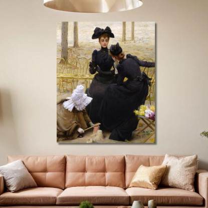 Conversazione Nel Giardino Del Lussemburgo Vittorio Matteo Corcos vmc8 quadro stampato su tela