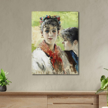 Due Giovani Ragazze Vittorio Matteo Corcos vmc11 quadro stampato su tela