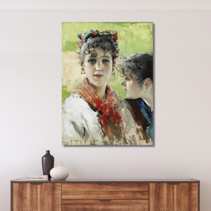 Due Giovani Ragazze Vittorio Matteo Corcos vmc11 quadro stampato su tela