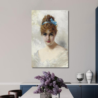 Ritratto Di Una Giovane Donna In Bianco Vittorio Matteo Corcos vmc24 quadro stampato su tela