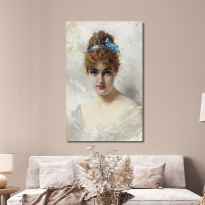 Ritratto Di Una Giovane Donna In Bianco Vittorio Matteo Corcos vmc24 quadro stampato su tela