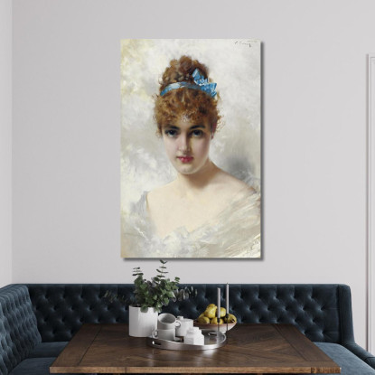 Ritratto Di Una Giovane Donna In Bianco Vittorio Matteo Corcos vmc24 quadro stampato su tela