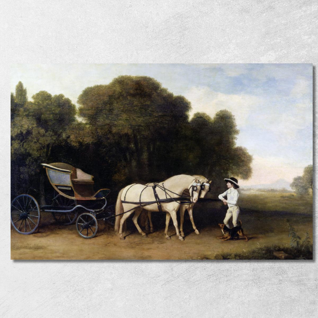 Fetonte Con Una Coppia Di Pony Color Crema E Uno Stalliere George Stubbs gst33 quadro stampato su tela