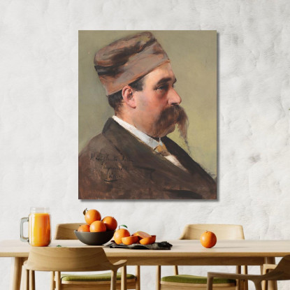 Profilo Maschile Con Cappello Vittorio Matteo Corcos vmc30 quadro stampato su tela