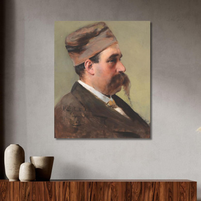 Profilo Maschile Con Cappello Vittorio Matteo Corcos vmc30 quadro stampato su tela