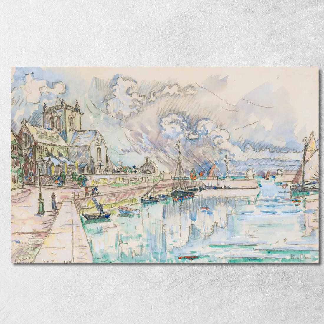 Barfleur Le Port Paul Signac psn9 quadro stampato su tela