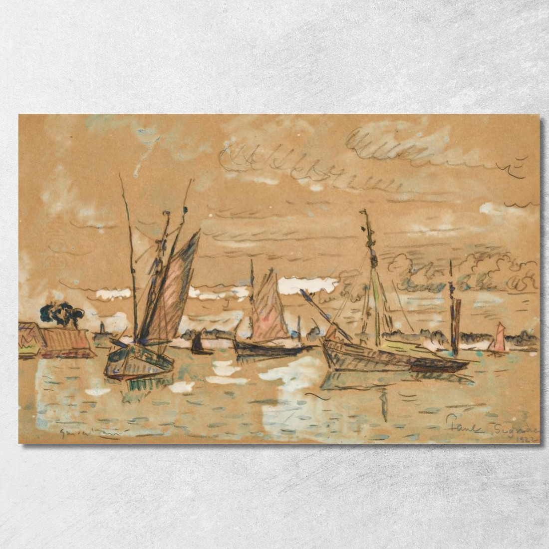 Barche A Honfleur Paul Signac psn12 quadro stampato su tela