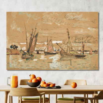 Barche A Honfleur Paul Signac psn12 quadro stampato su tela