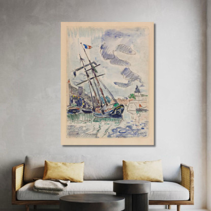 Barca In Porto Paul Signac psn13 quadro stampato su tela