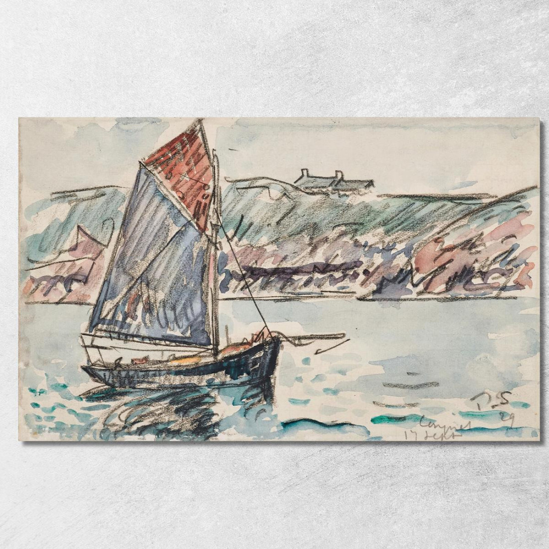 Barca A Vela Conquet Paul Signac psn27 quadro stampato su tela