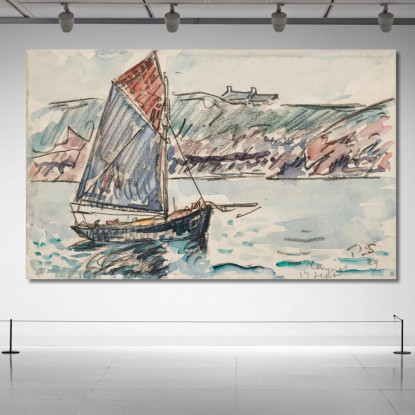 Barca A Vela Conquet Paul Signac psn27 quadro stampato su tela