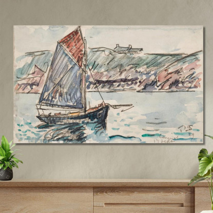 Barca A Vela Conquet Paul Signac psn27 quadro stampato su tela