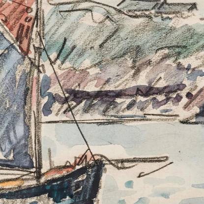 Barca A Vela Conquet Paul Signac psn27 quadro stampato su tela