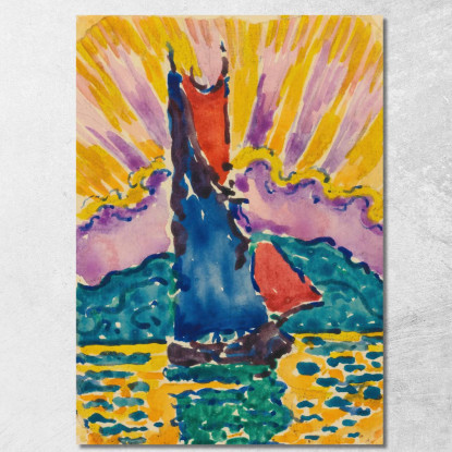 Tramonto Il Ventilatore Paul Signac psn28 quadro stampato su tela