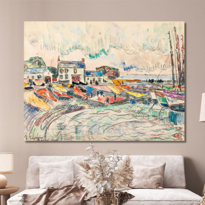 Groix Che Pulisce Le Vele Paul Signac psn34 quadro stampato su tela