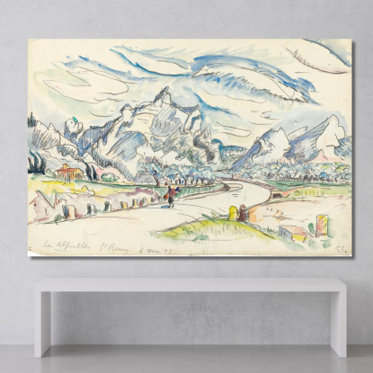 La Vista Delle Alpilles Da Saint-Rémy-De-Provence Paul Signac psn53 quadro stampato su tela