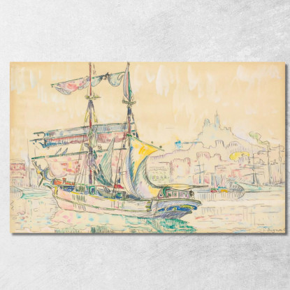 Marsiglia. Veliero Paul Signac psn62 quadro stampato su tela
