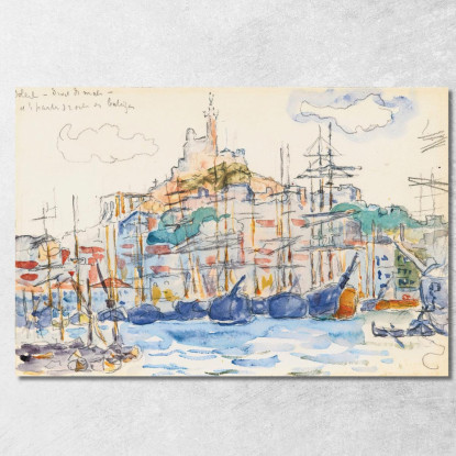 Marsiglia Paul Signac psn64 quadro stampato su tela