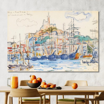 Marsiglia Paul Signac psn64 quadro stampato su tela