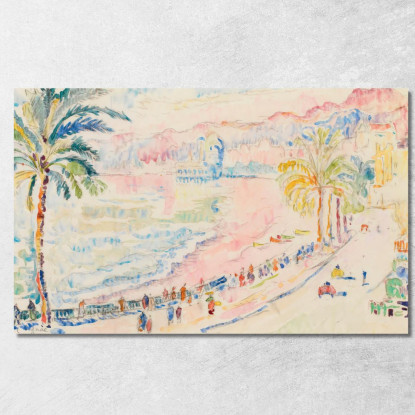 Bella La Promenade Des Anglais Paul Signac psn66 quadro stampato su tela