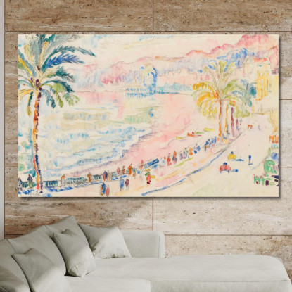 Bella La Promenade Des Anglais Paul Signac psn66 quadro stampato su tela