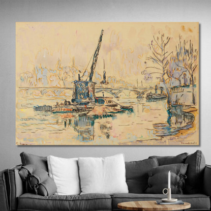 Parigi La Senna Al Quai Malaquais La Gru Paul Signac psn70 quadro stampato su tela