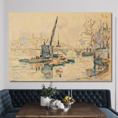 Parigi La Senna Al Quai Malaquais La Gru Paul Signac psn70 quadro stampato su tela