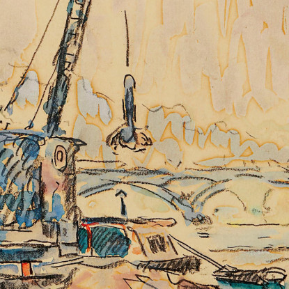 Parigi La Senna Al Quai Malaquais La Gru Paul Signac psn70 quadro stampato su tela