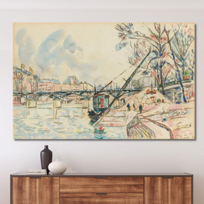 Parigi La Senna Al Pont Des Arts Paul Signac psn71 quadro stampato su tela