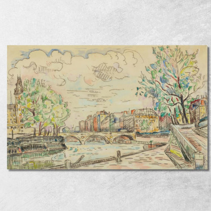 Parigi Il Ponte Luigi Filippo Paul Signac psn74 quadro stampato su tela