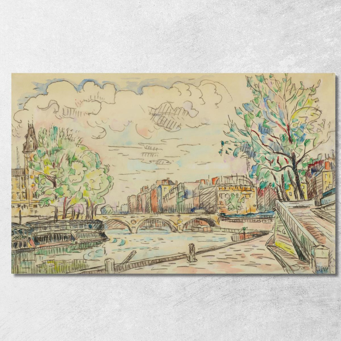 Parigi Il Ponte Luigi Filippo Paul Signac psn74 quadro stampato su tela