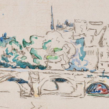 Parigi Le Pont-Neuf Paul Signac psn76 quadro stampato su tela